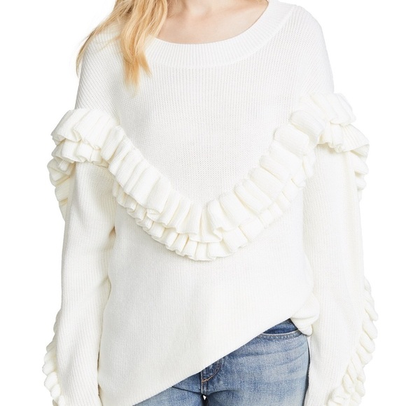 Frame Ruffle-Yoke Ribbed Sweater NWOTS - Picture 6 of 10